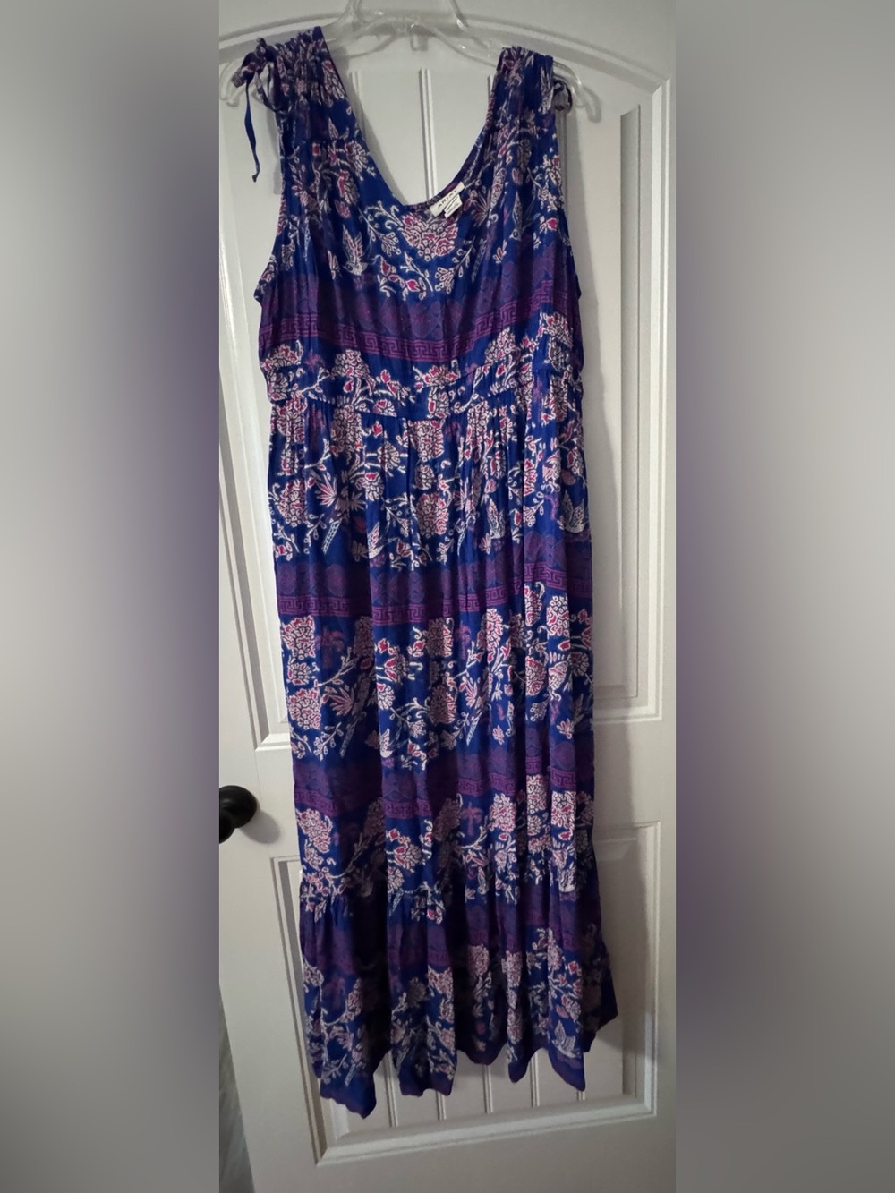 Ariat Blue And Red Floral Tiered Maxi Dress